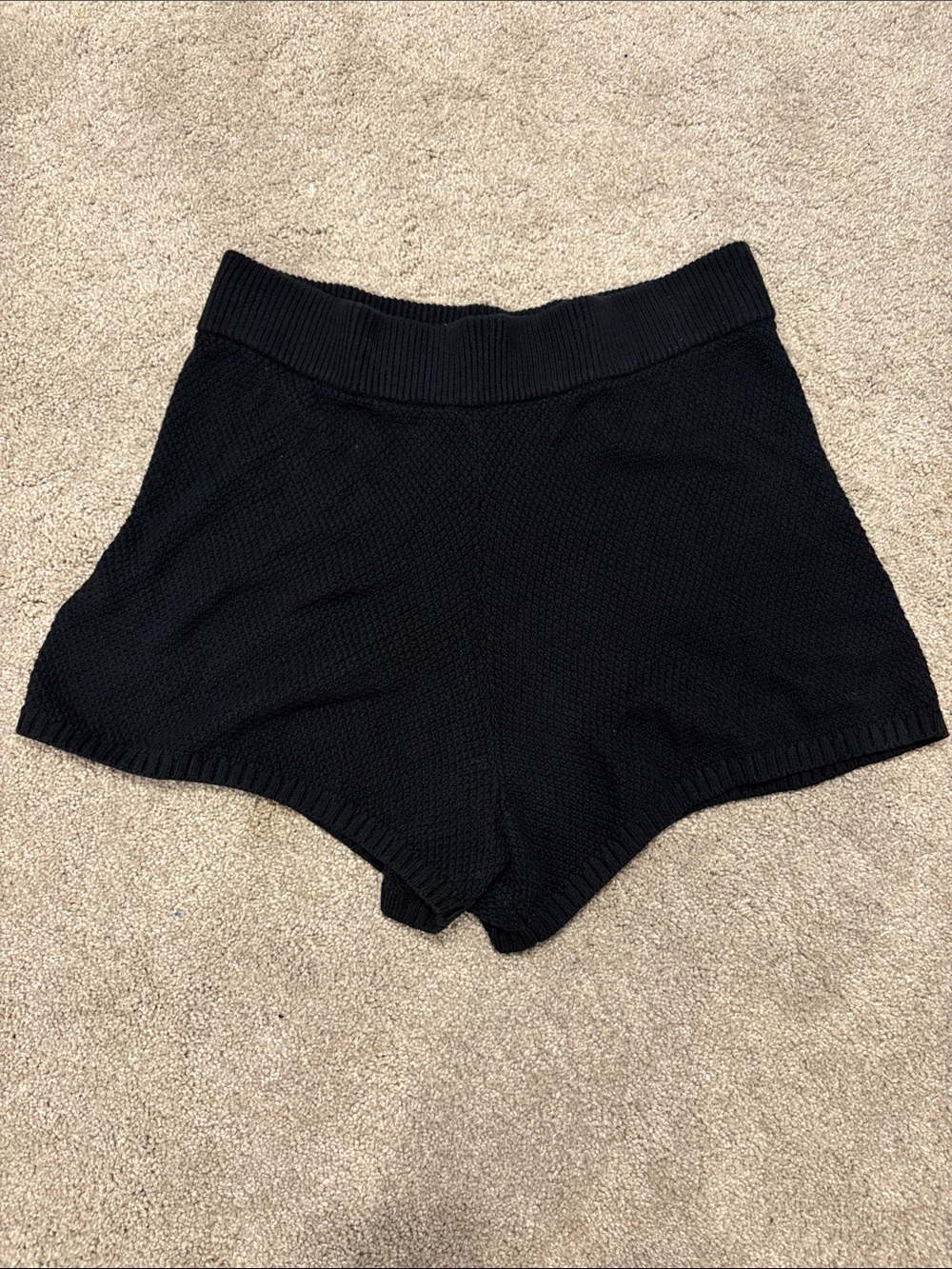 NWT Black Knit High-Waist Cotton Shorts